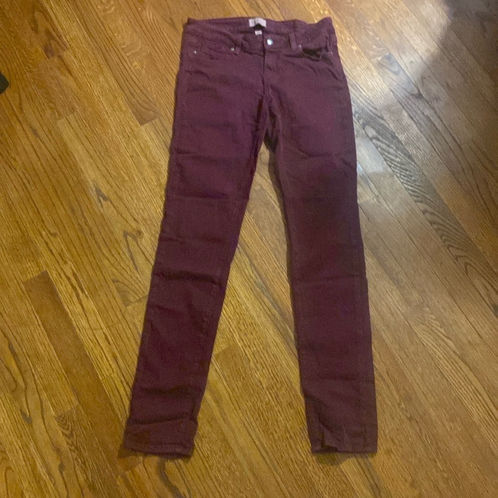 Paige plum colored peg skinny jeans size 28